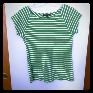 Ralph Lauren Kelly Green and White Striped Tee